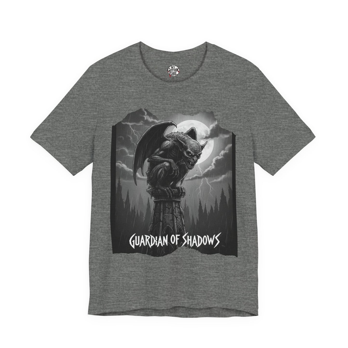"Guardian of Shadows"  Gothic Graphic T-Shirt – Alt Aesthetic Poetic Goth Streetwear