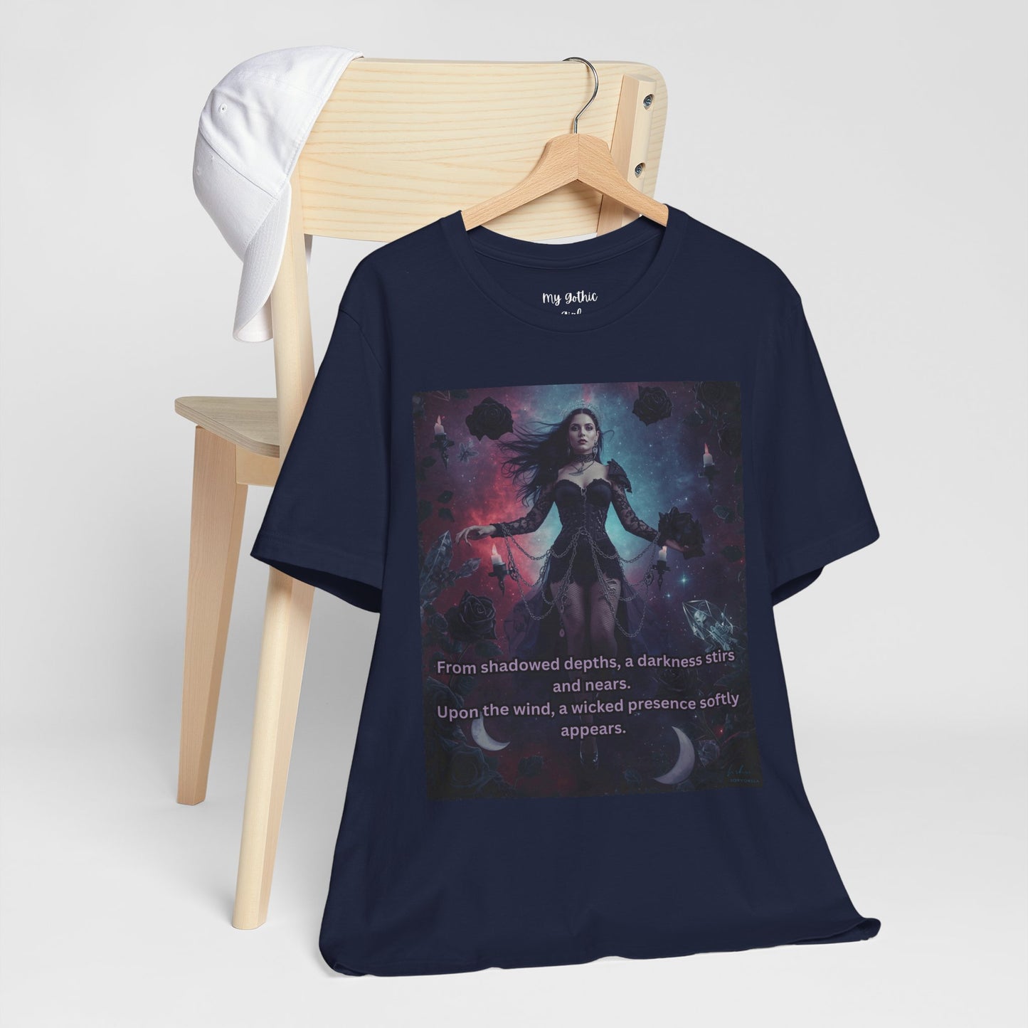 Fantasy Witch T‑Shirt — "From shadowed depths..." Mystical Gothic Tee