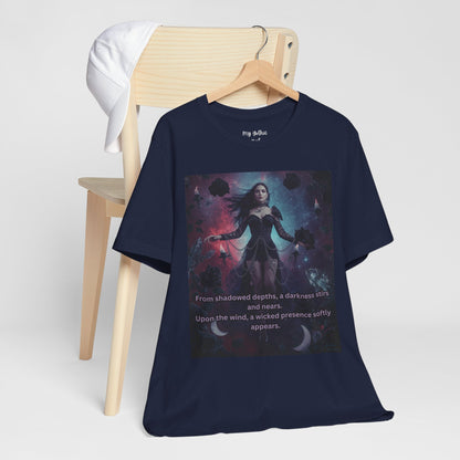 Fantasy Witch T‑Shirt — "From shadowed depths..." Mystical Gothic Tee