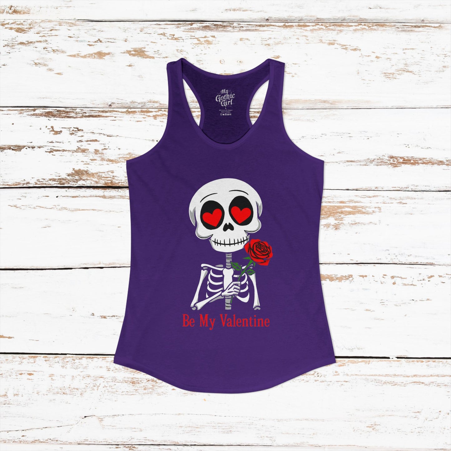 Be My Valentine Cute Gothic Skeleton — Women's Racerback Tank Top