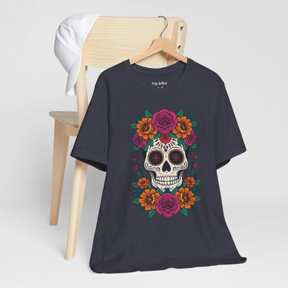 Sugar Skull Floral Tee — Day of the Dead Skull T-Shirt