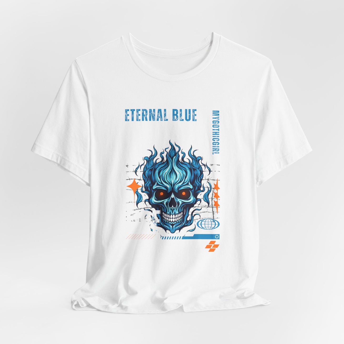 Eternal Blue Skull Flame Gothic Tee