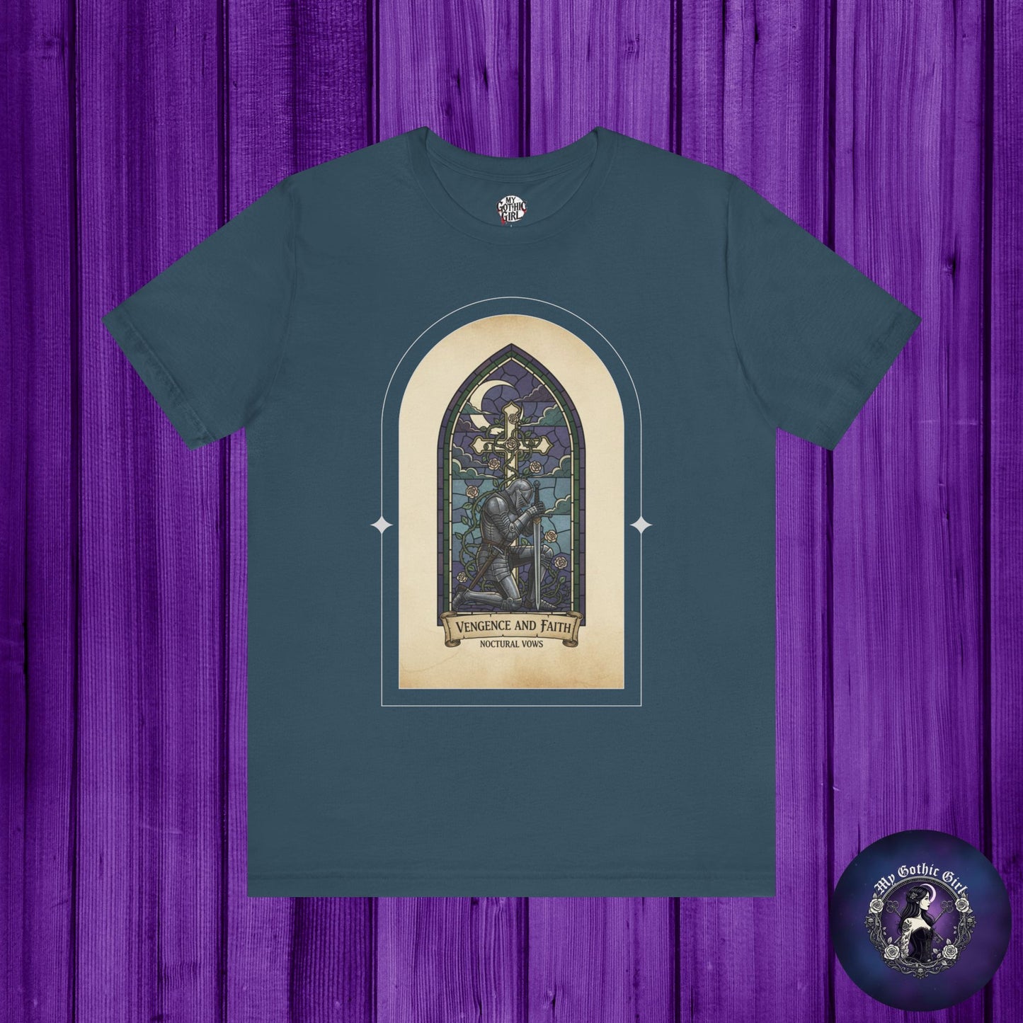 "Vengeance and Faith"  Gothic Graphic T-Shirt – Alt Aesthetic Poetic Goth Streetwear