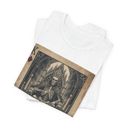 Skeleton King Playing Card Graphic Tee — Gothic Skull Throne T-Shirt