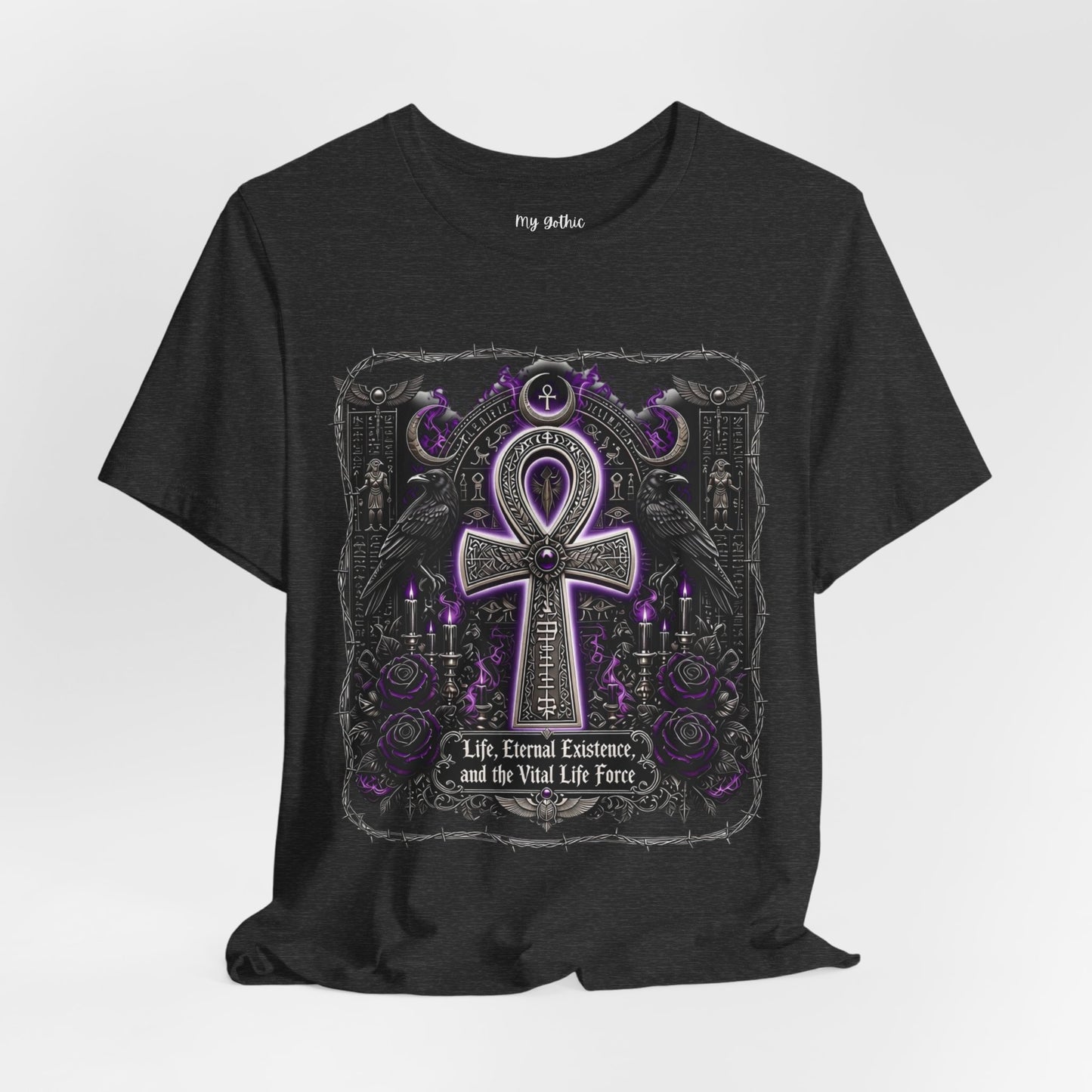 Ankh Gothic Tee — Life, Eternal Continuity & Vital Life Force Graphic T-Shirt