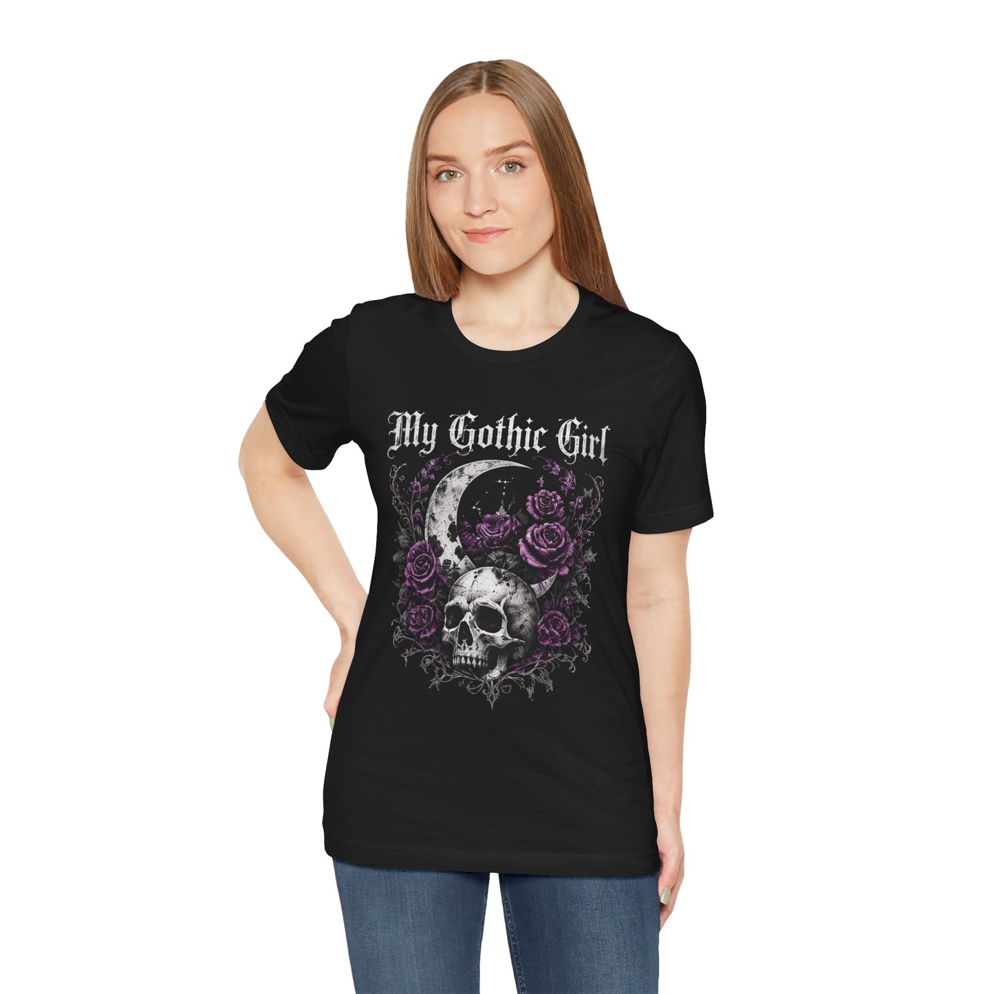 My Gothic Girl Skull Tee — Gothic Moon & Purple Roses T-Shirt