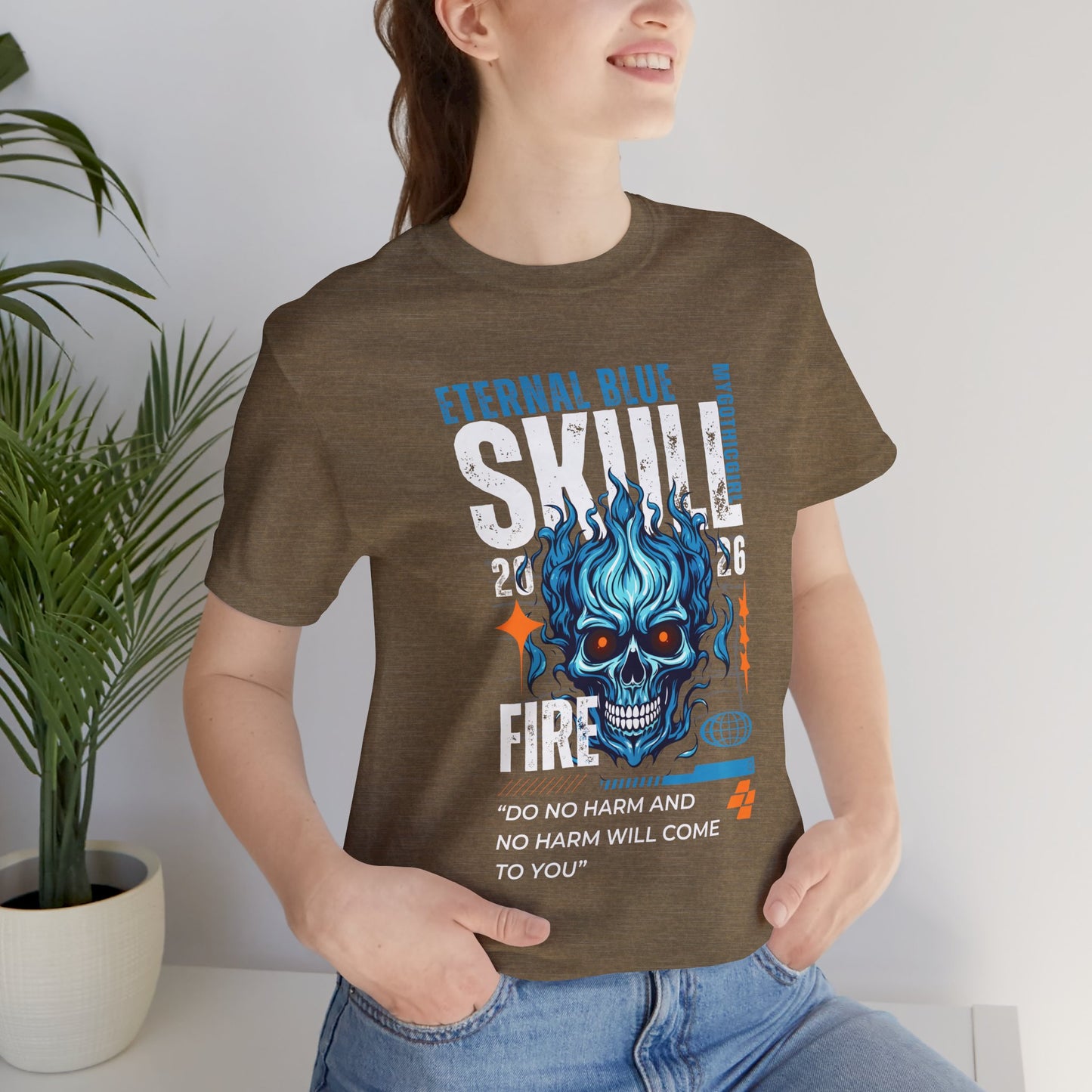 Eternal Blue Skull Flame Gothic Tee