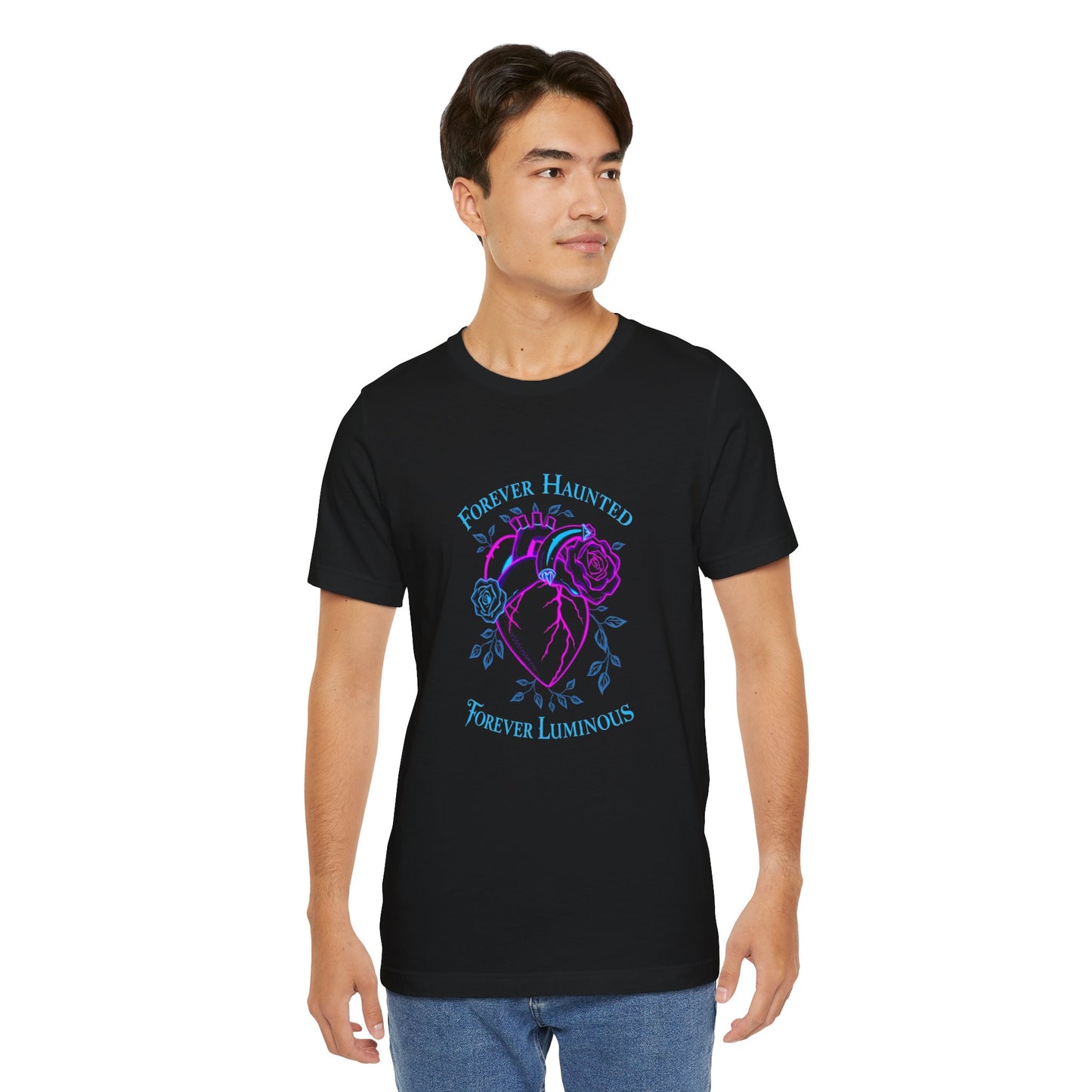 "FOREVER HAUNTED, FOREVER LUMINOUS"  Gothic Graphic T-Shirt – Alt Aesthetic Poetic Goth Streetwear
