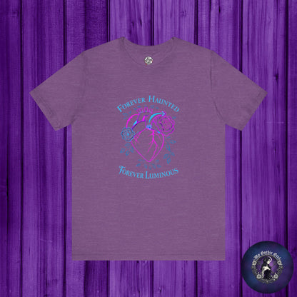 "FOREVER HAUNTED, FOREVER LUMINOUS"  Gothic Graphic T-Shirt – Alt Aesthetic Poetic Goth Streetwear