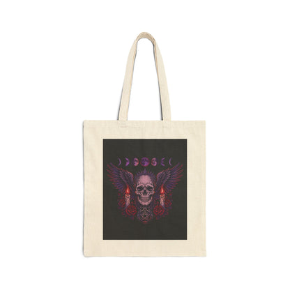 Winged Moon Skull Tote — 'My Gothic Girl' Canvas Tote Bag
