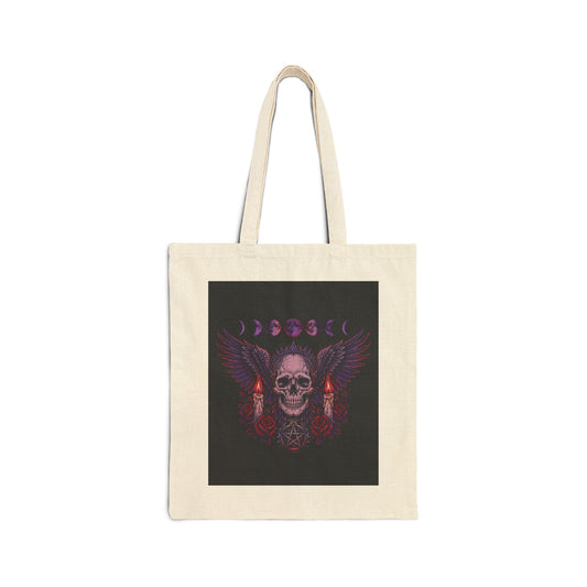 Winged Moon Skull Tote — 'My Gothic Girl' Canvas Tote Bag