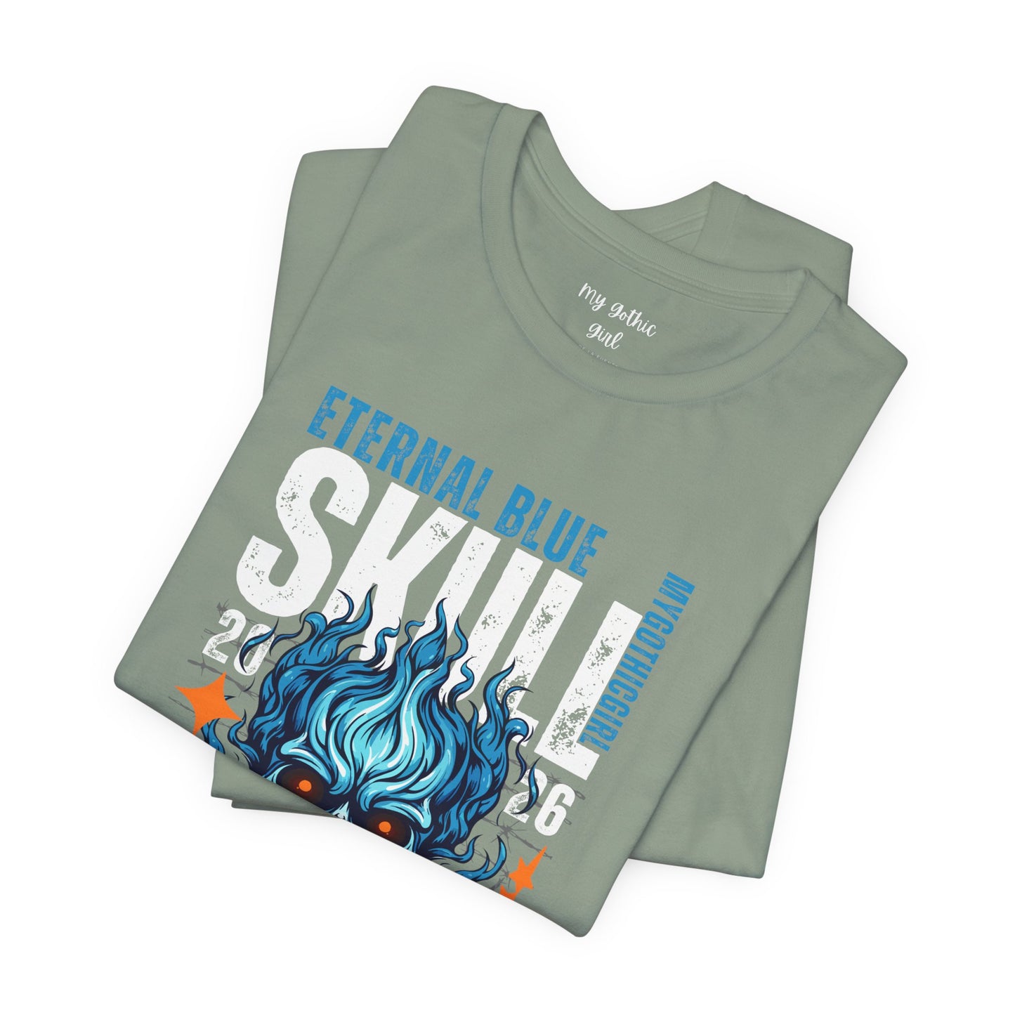 Eternal Blue Skull Flame Gothic Tee