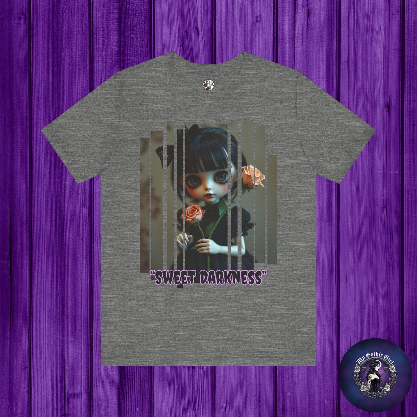 “Sweet Darkness” — Kawaii-style Gothic doll Graphic T-Shirt – Alt Aesthetic Poetic Goth Street-wear