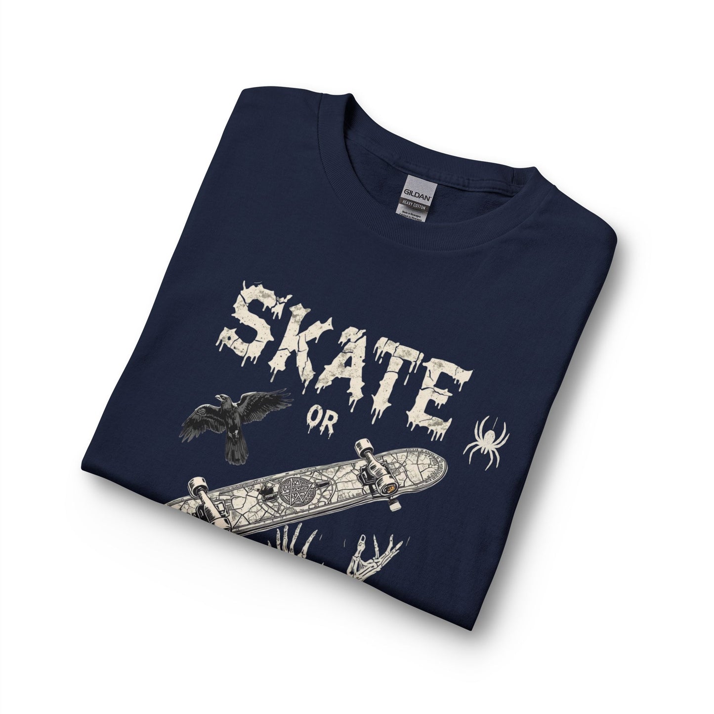 Skate or Die Long Sleeve Shirt — Gothic Skull Skateboard Tee