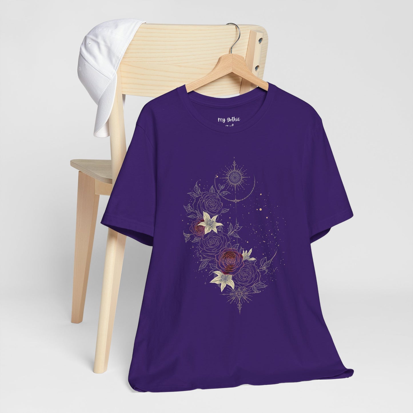 “Dark Floral Moon & Ornamental Geometry” T-Shirt Dark Floral Moon Ornamental Geometry Unisex Jersey Short Sleeve Tee