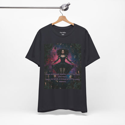 Gothic Sorceress Tee — "From shadowed depths..." Dark Fantasy Graphic T-Shirt