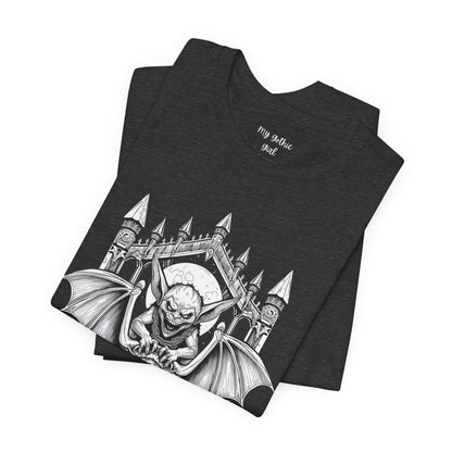 A Sinister Gremlin Riding on a Flying Bat - Graphic Tee
