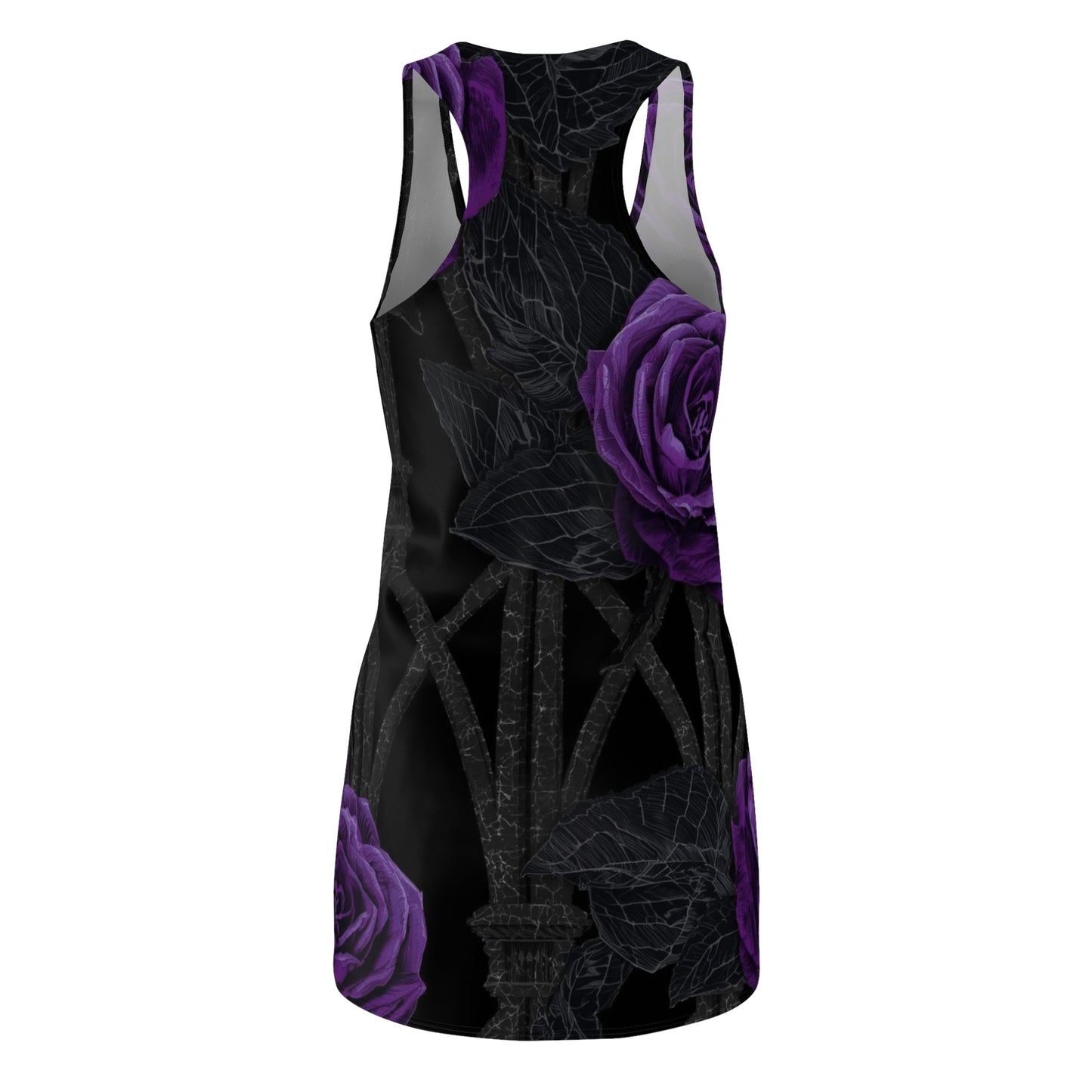 Purple Rose Gothic Racerback Dress — Women's Floral AOP Dress