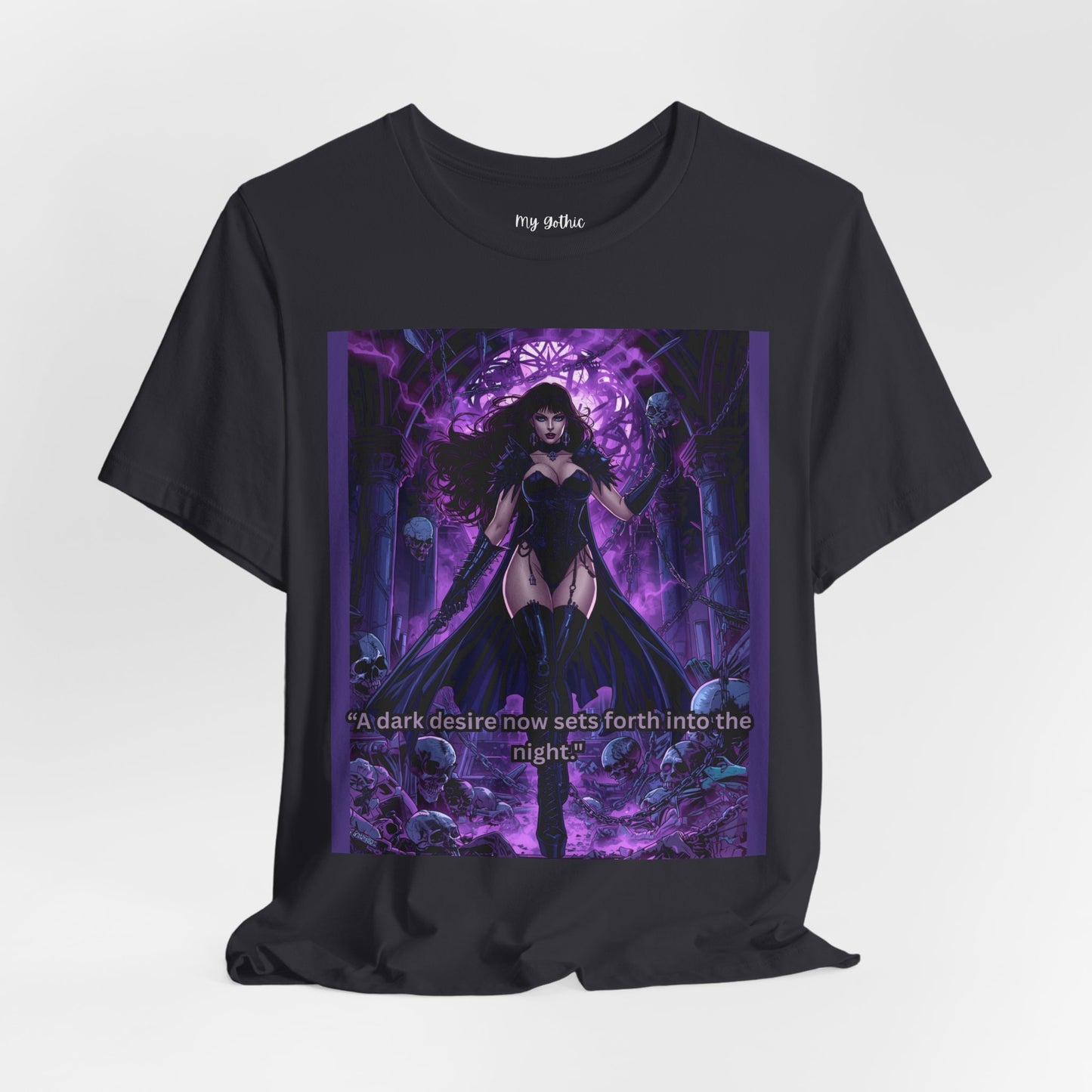 Dark Sorceress Graphic Tee — "A dark desire now sets forth into the night"