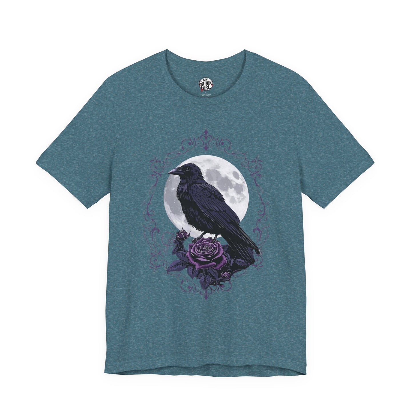 "The Raven and Moon"  Gothic Graphic T-Shirt – Alt Aesthetic Poetic Goth Street-wear