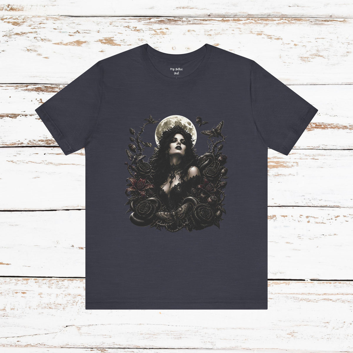 Copy of Gothic Moon Goddess Tee – Dark Floral Occult Graphic T-Shirt
