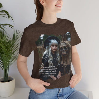 My Gothic Girl T-Shirt "Scarecrow Friend" – Whimsy Goth Streetwear, Dark Poetry Fashion, Alt Aesthetic Apparel