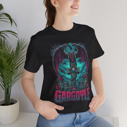 Gargoyle Graphic Tee — Dark Gothic Winged Statue Design