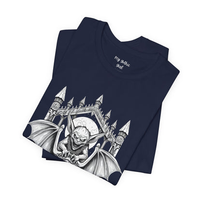 A Sinister Gremlin Riding on a Flying Bat - Graphic Tee