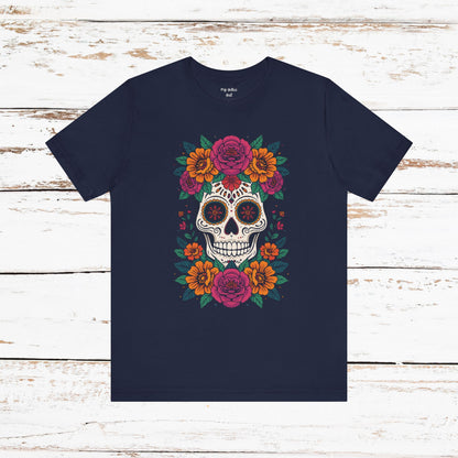 Sugar Skull Floral Tee — Day of the Dead Skull T-Shirt