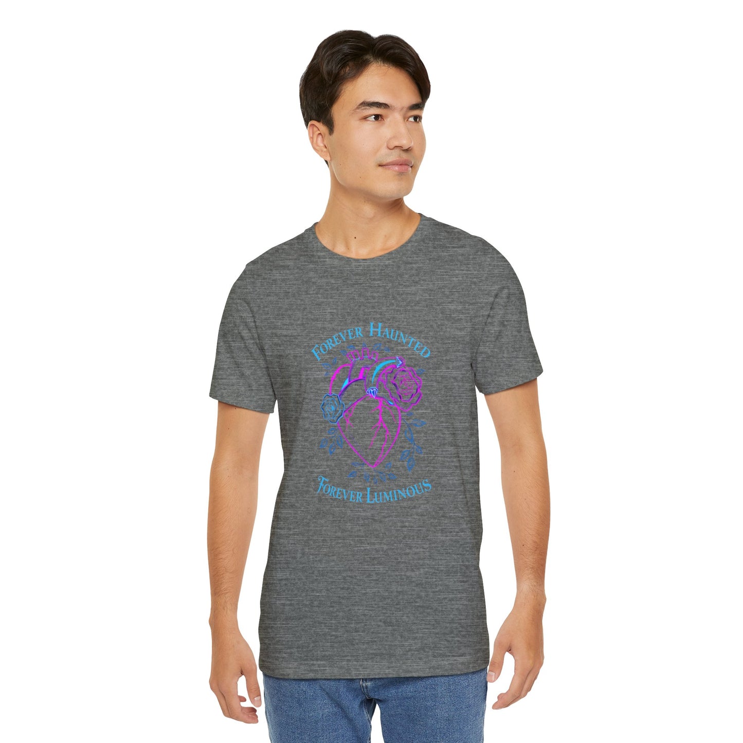 "FOREVER HAUNTED, FOREVER LUMINOUS"  Gothic Graphic T-Shirt – Alt Aesthetic Poetic Goth Streetwear