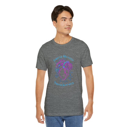 "FOREVER HAUNTED, FOREVER LUMINOUS"  Gothic Graphic T-Shirt – Alt Aesthetic Poetic Goth Streetwear