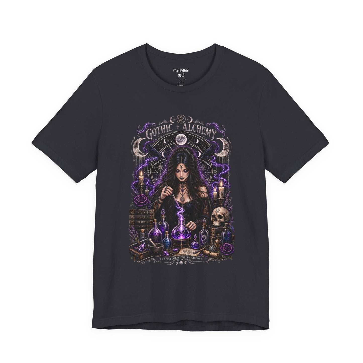 Gothic Alchemy T-Shirt — Witch Potion Skull Graphic Tee