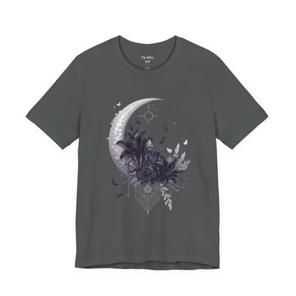 “Moonlit Bouquet & Sacred Soft Goth Symbol” Moonlit Bouquet Unisex Tee - Soft Goth Symbol Floral Design