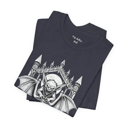 A Sinister Gremlin Riding on a Flying Bat - Graphic Tee