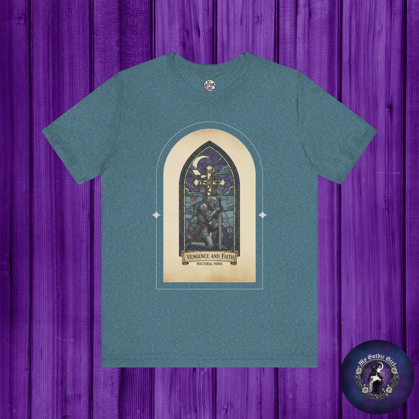 "Vengeance and Faith"  Gothic Graphic T-Shirt – Alt Aesthetic Poetic Goth Streetwear