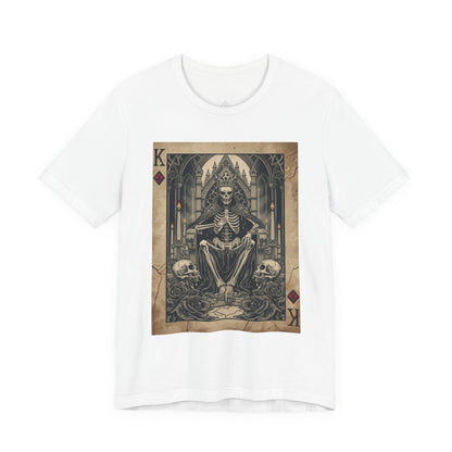Skeleton King Playing Card Graphic Tee — Gothic Skull Throne T-Shirt