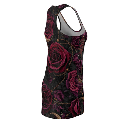 Gothic Rose Racerback Dress — Dark Burgundy Rose All-Over Print