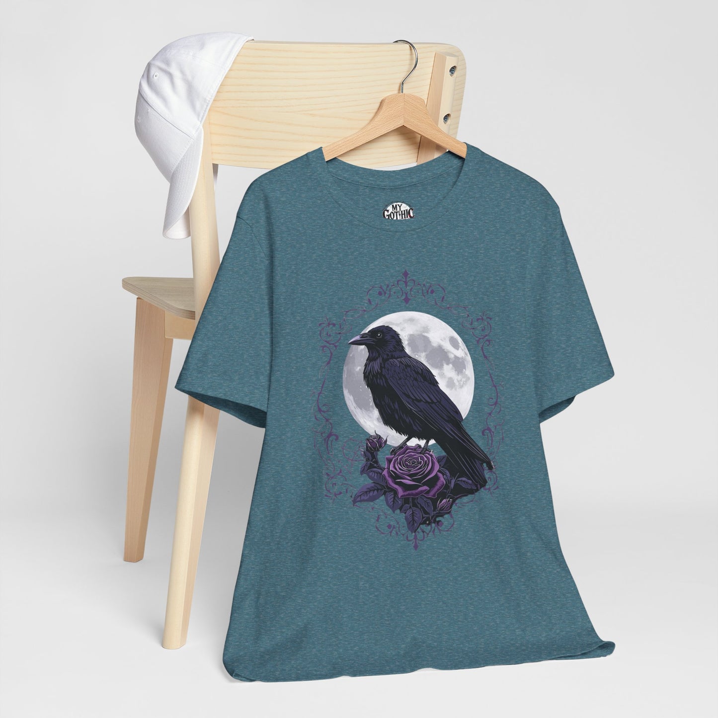 "The Raven and Moon"  Gothic Graphic T-Shirt – Alt Aesthetic Poetic Goth Street-wear