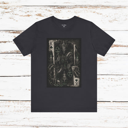King of Clubs Gothic Playing Card Tee — Dark Skull Poker Graphic T-Shirt
