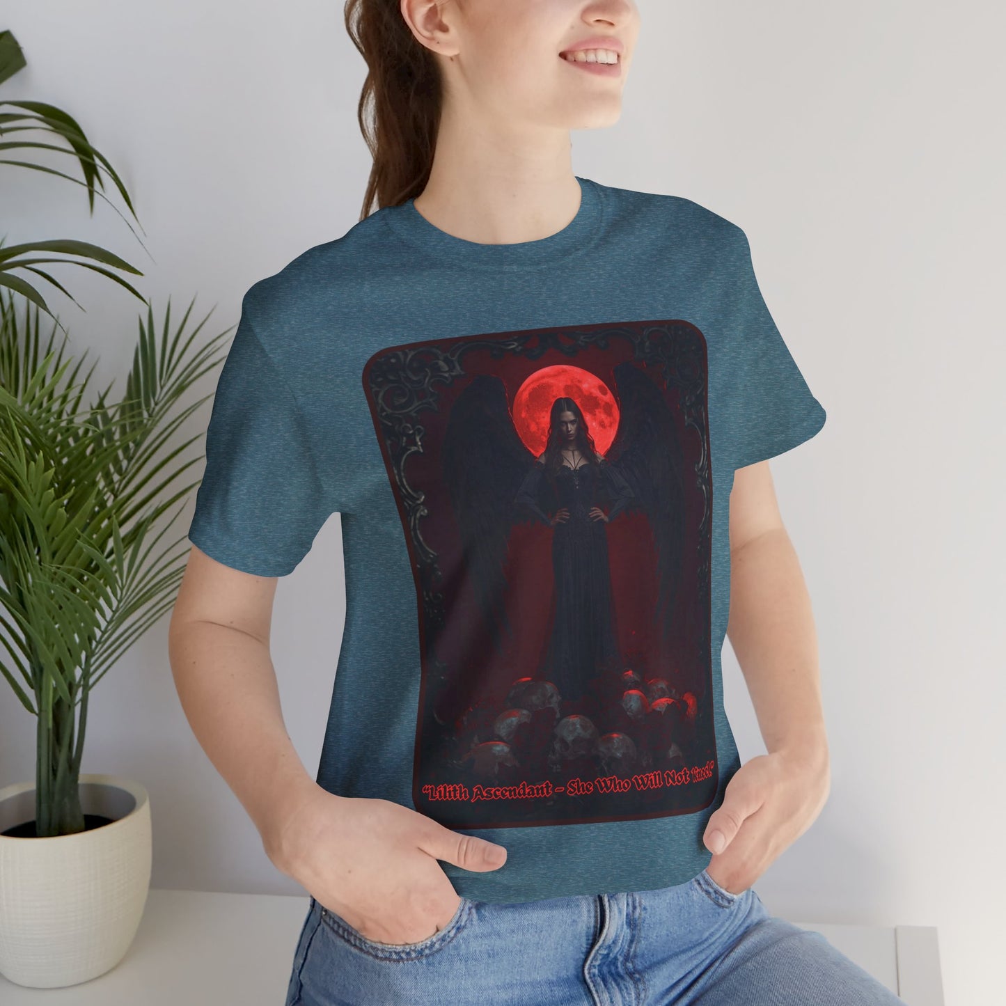 “Lilith Ascendant — She Who Will Not Kneel.” Graphic T-Shirt – Alt Aesthetic Poetic Goth Street-wear
