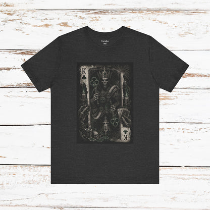 King of Clubs Gothic Playing Card Tee — Dark Skull Poker Graphic T-Shirt
