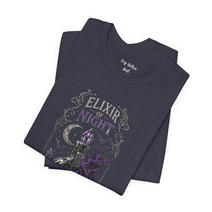 "Elixir of Night - Alchemy for the Soul" Gothic Design Short Sleeve T Shirt