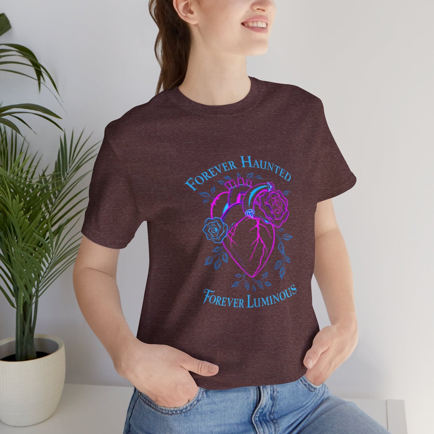 "FOREVER HAUNTED, FOREVER LUMINOUS"  Gothic Graphic T-Shirt – Alt Aesthetic Poetic Goth Streetwear