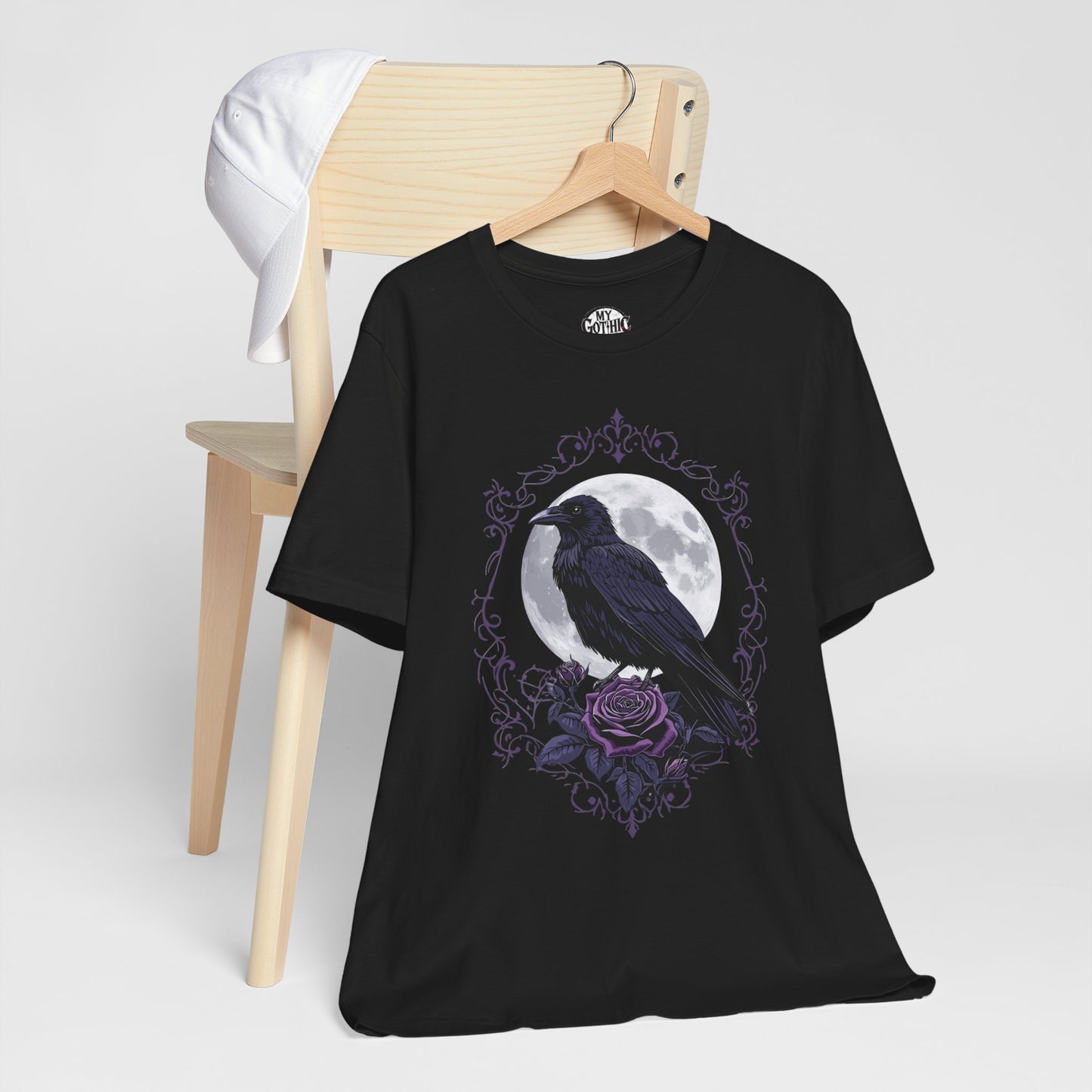 "The Raven and Moon"  Gothic Graphic T-Shirt – Alt Aesthetic Poetic Goth Street-wear