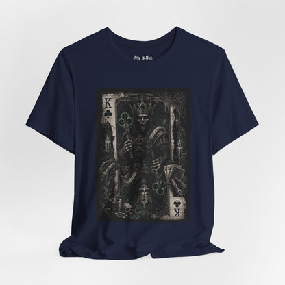 King of Clubs Gothic Playing Card Tee — Dark Skull Poker Graphic T-Shirt