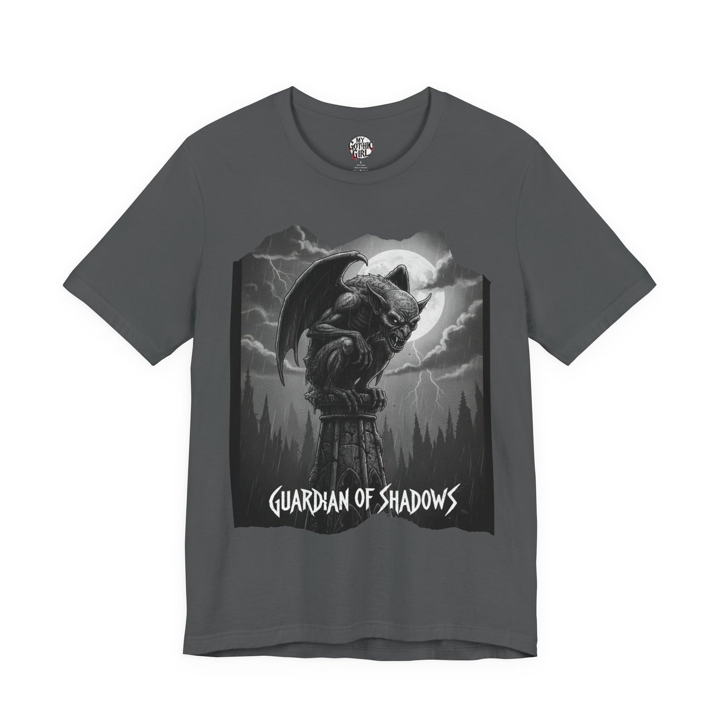 "Guardian of Shadows"  Gothic Graphic T-Shirt – Alt Aesthetic Poetic Goth Streetwear