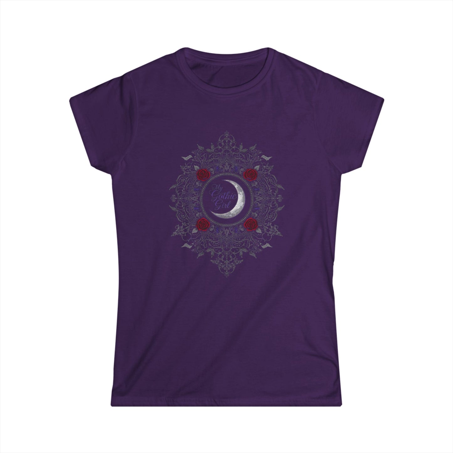 Gothic Moon Lace & Roses Tee — "My Gothic Girl" Women's Graphic Shirt