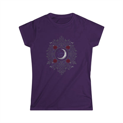 Gothic Moon Lace & Roses Tee — "My Gothic Girl" Women's Graphic Shirt