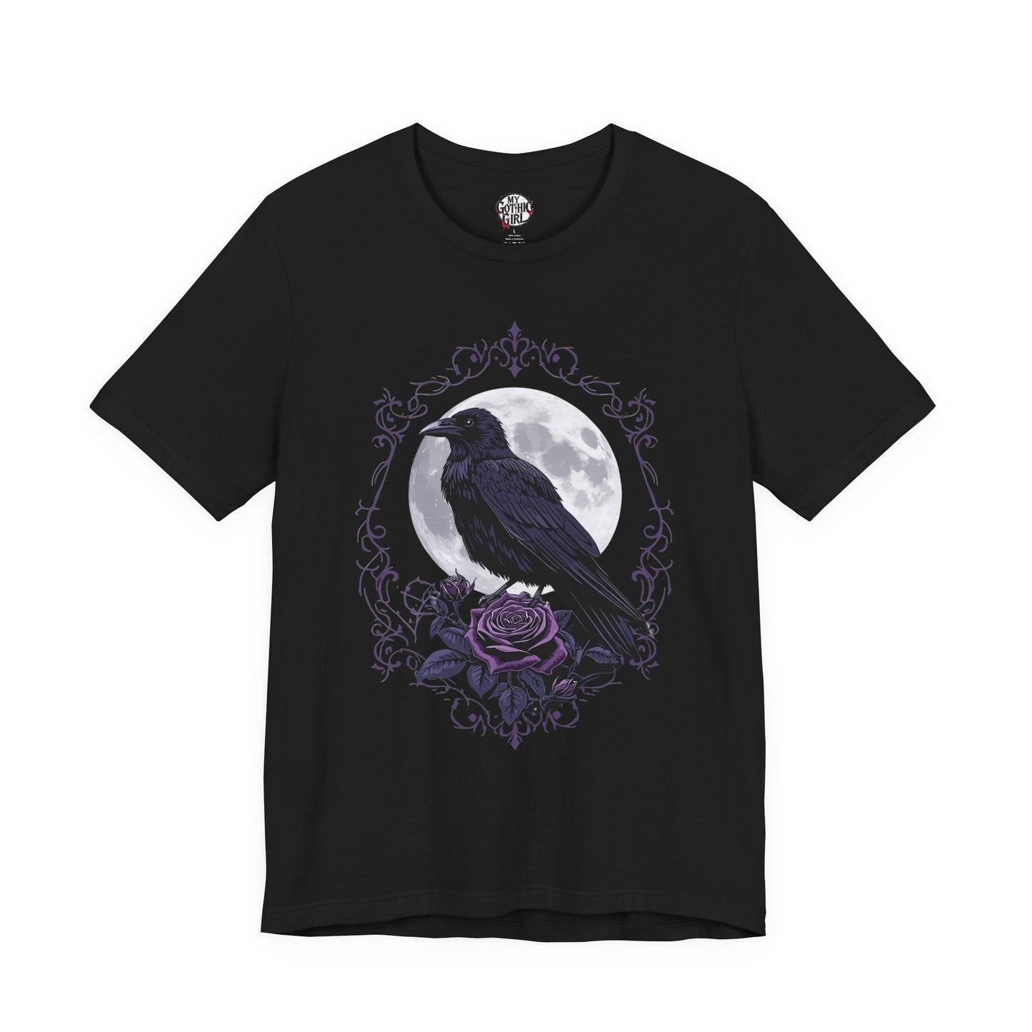 "The Raven and Moon"  Gothic Graphic T-Shirt – Alt Aesthetic Poetic Goth Street-wear