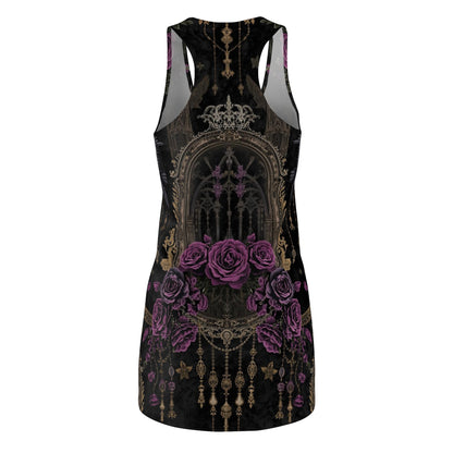 Gothic Rose Racerback Dress – Purple Floral Victorian Arch Print
